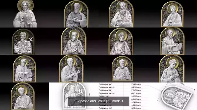 12 Apostle and Jesus 3D Model Collection