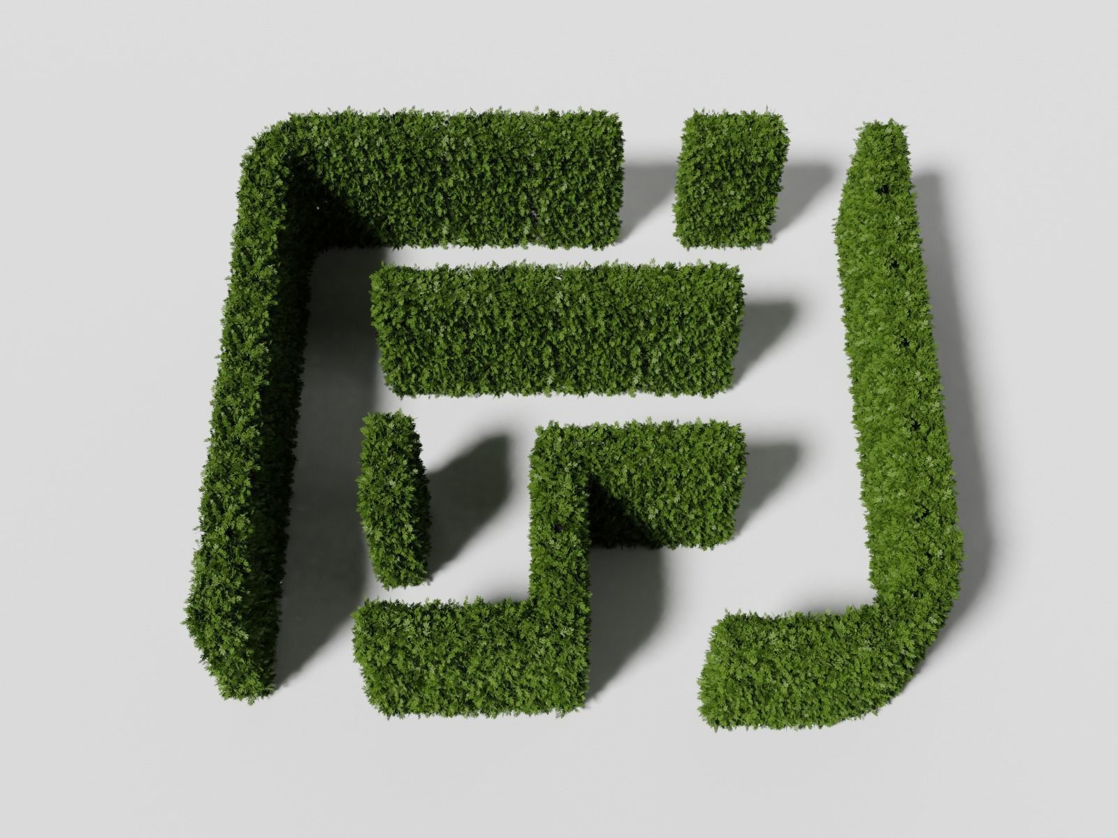 Garden boxwood set v4 Low-poly 3D model_16