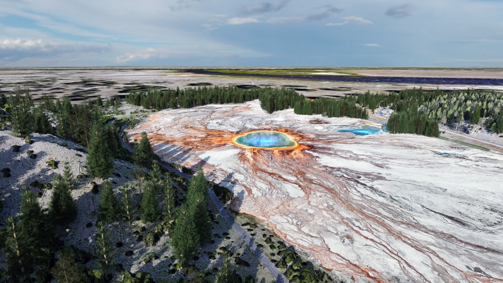 Grand Prismatic Spring Landscape 3D model_11