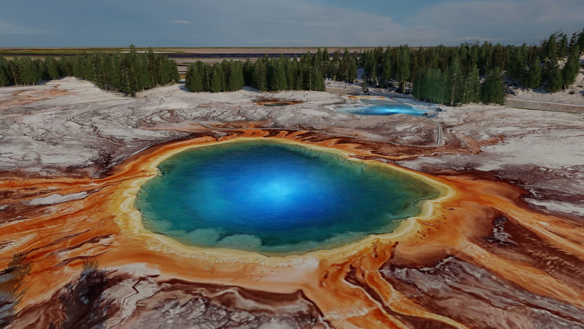 Grand Prismatic Spring Landscape 3D model_3