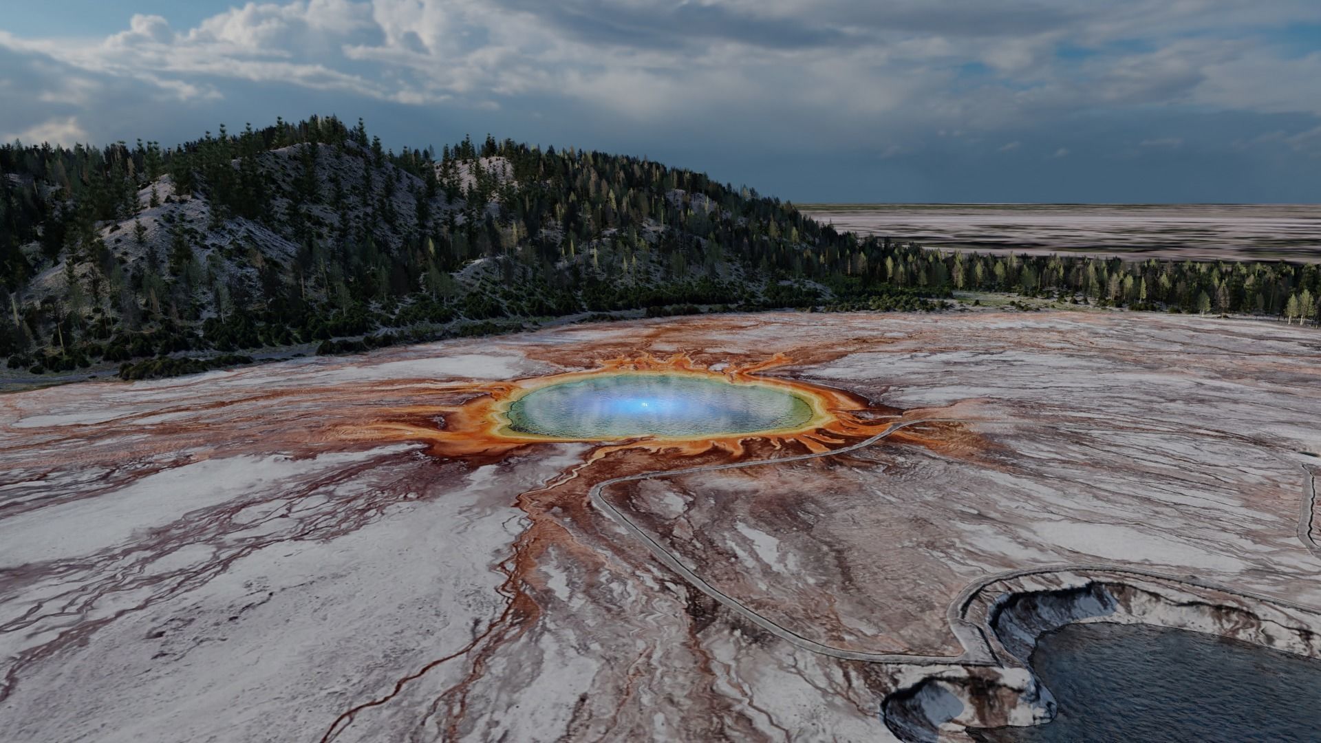 Grand Prismatic Spring Landscape 3D model_19