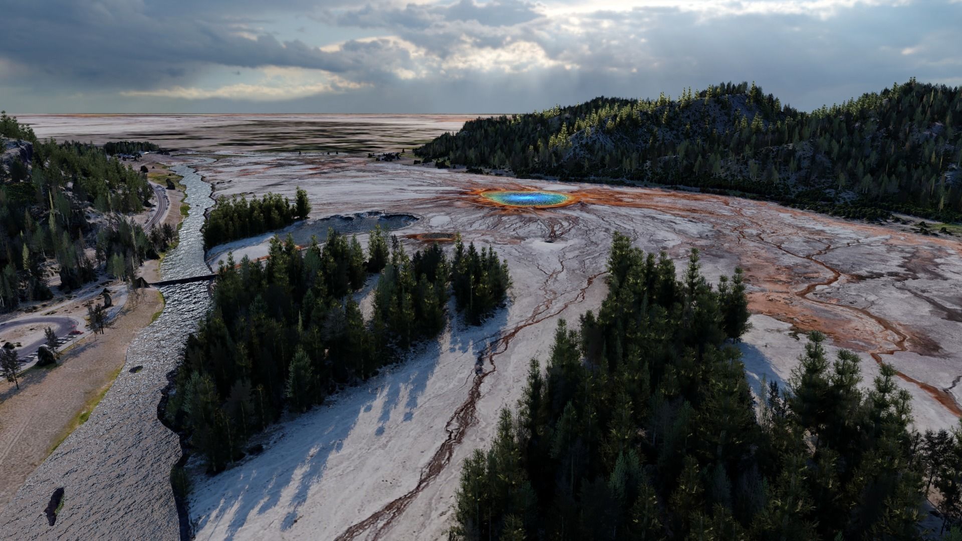 Grand Prismatic Spring Landscape 3D model_28