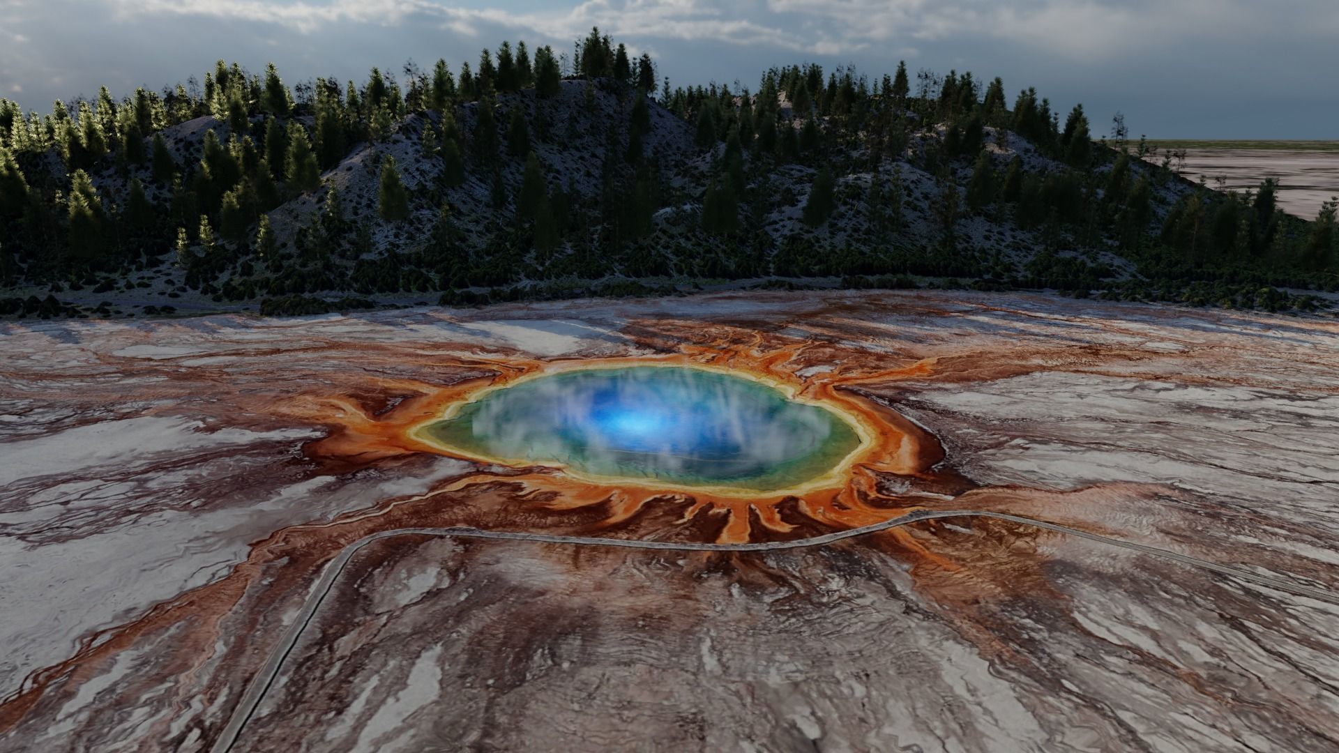 Grand Prismatic Spring Landscape 3D model_5