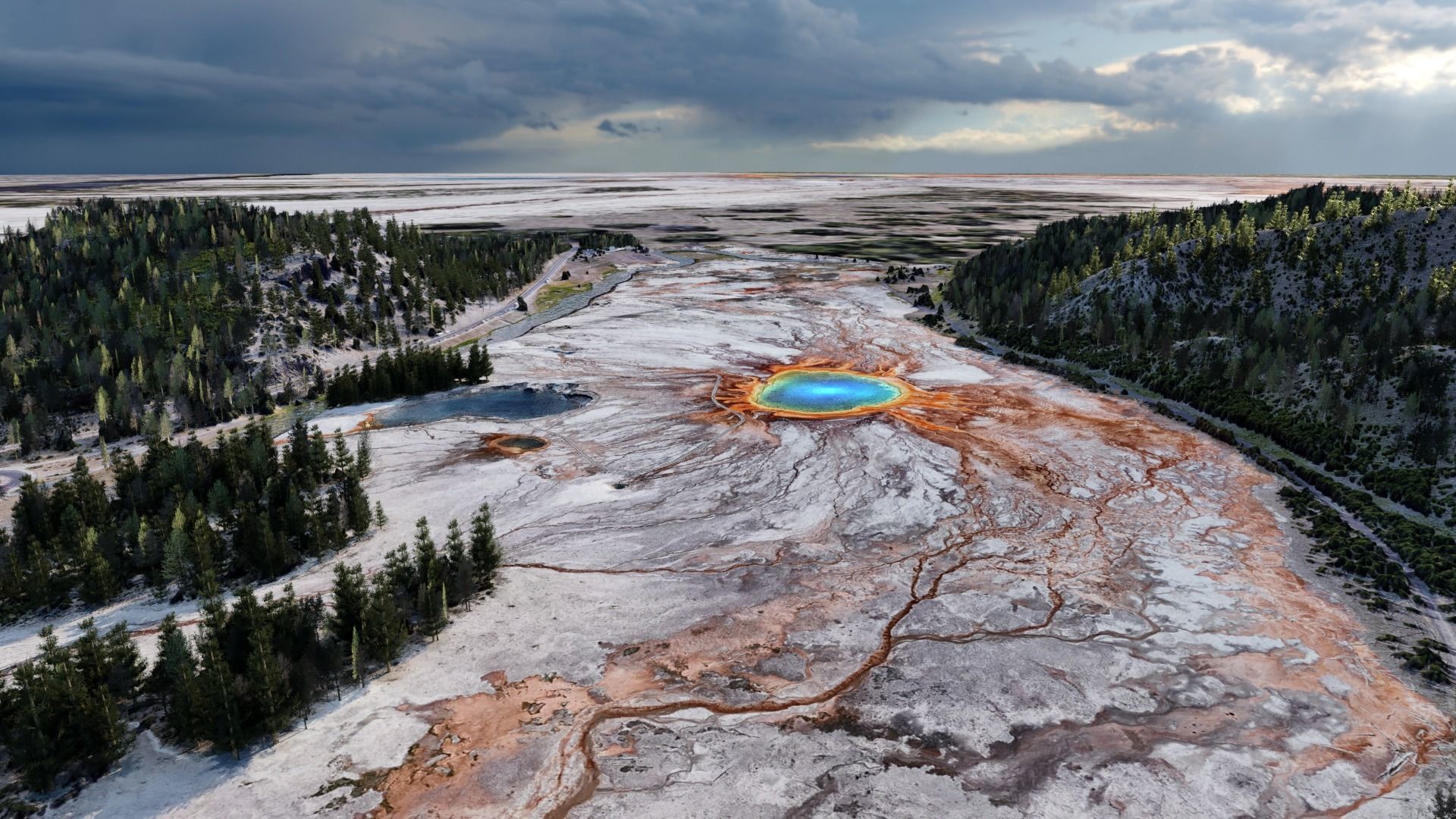 Grand Prismatic Spring Landscape 3D model_27