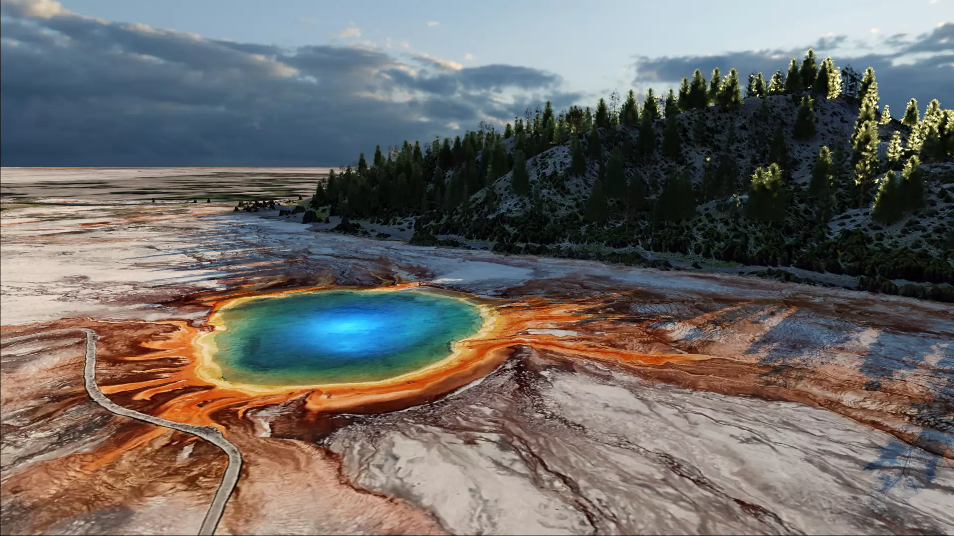 Grand Prismatic Spring Landscape 3D model_0