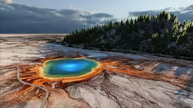 Grand Prismatic Spring Landscape