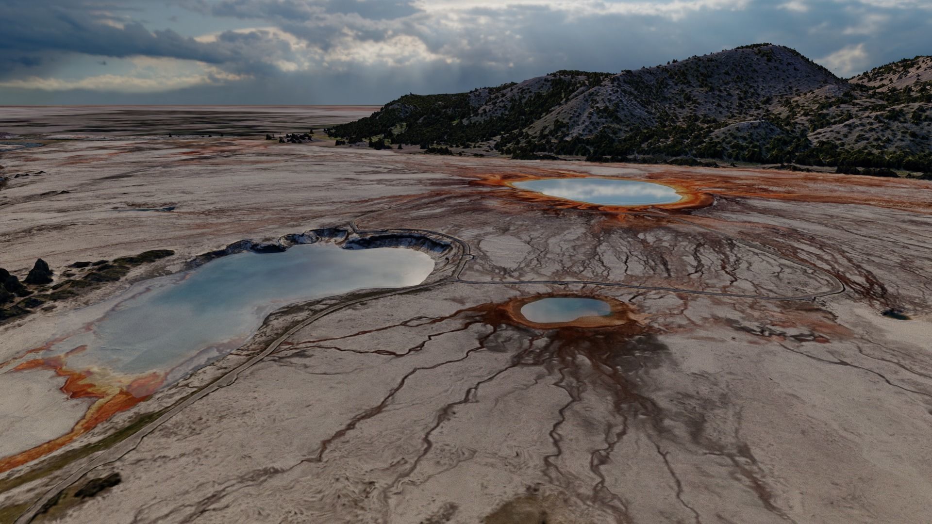 Grand Prismatic Spring Landscape 3D model_30