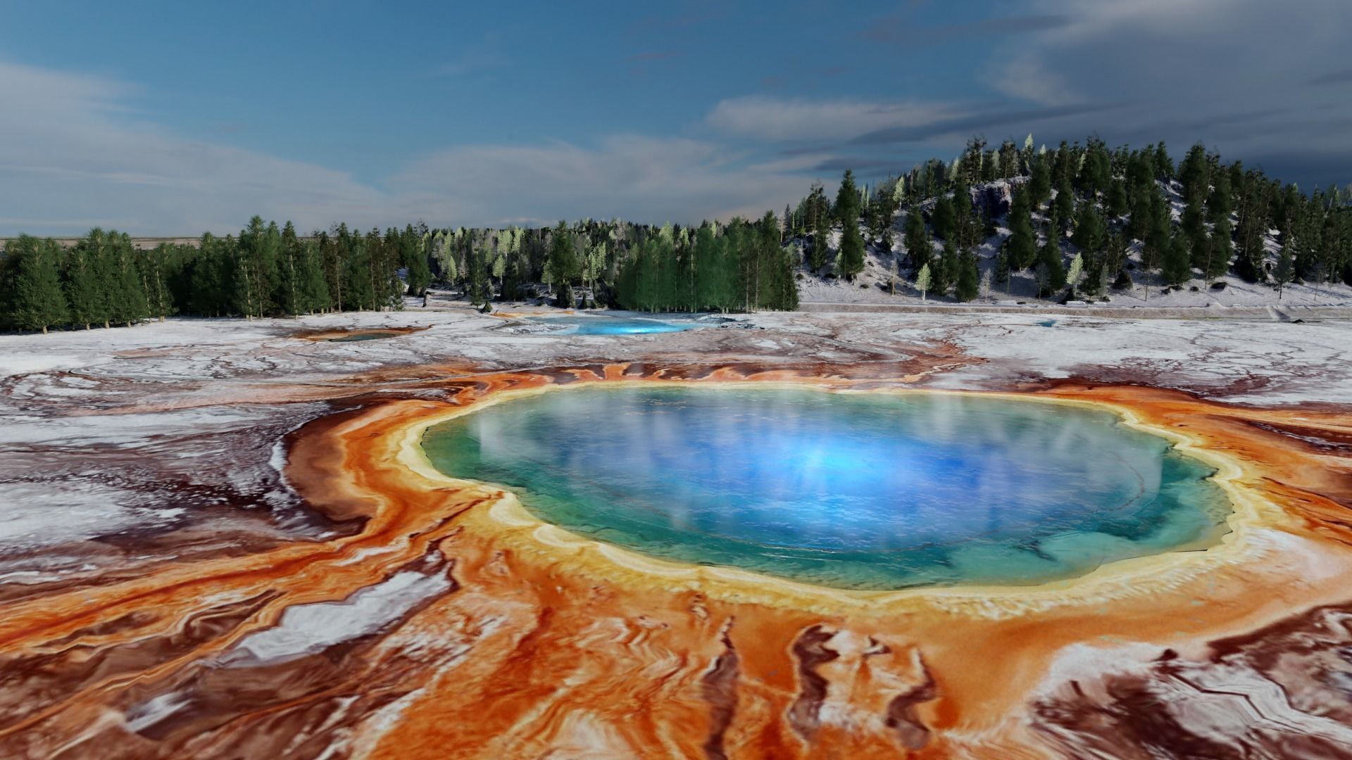 Grand Prismatic Spring Landscape 3D model_15