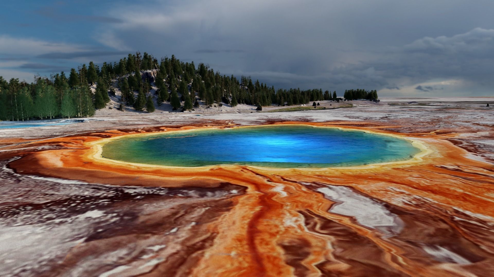 Grand Prismatic Spring Landscape 3D model_1