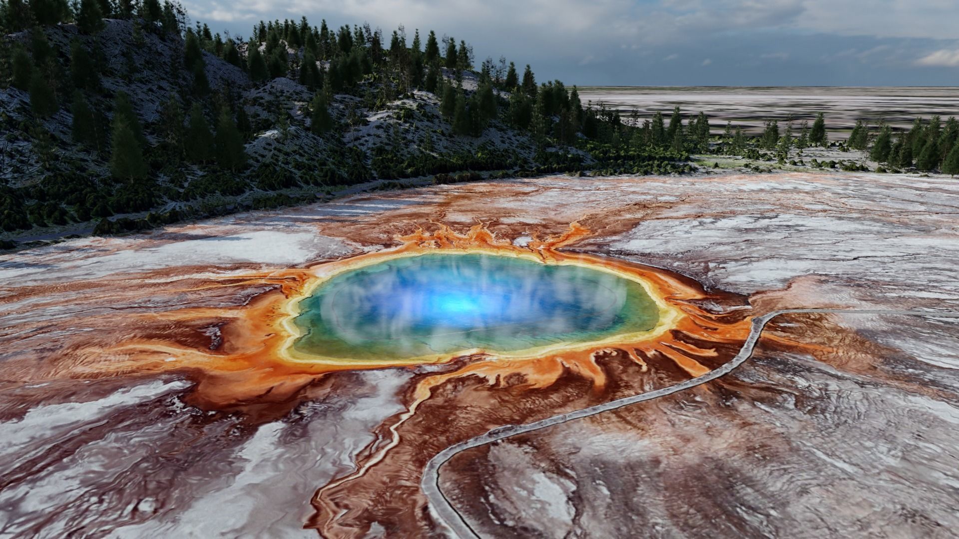 Grand Prismatic Spring Landscape 3D model_13