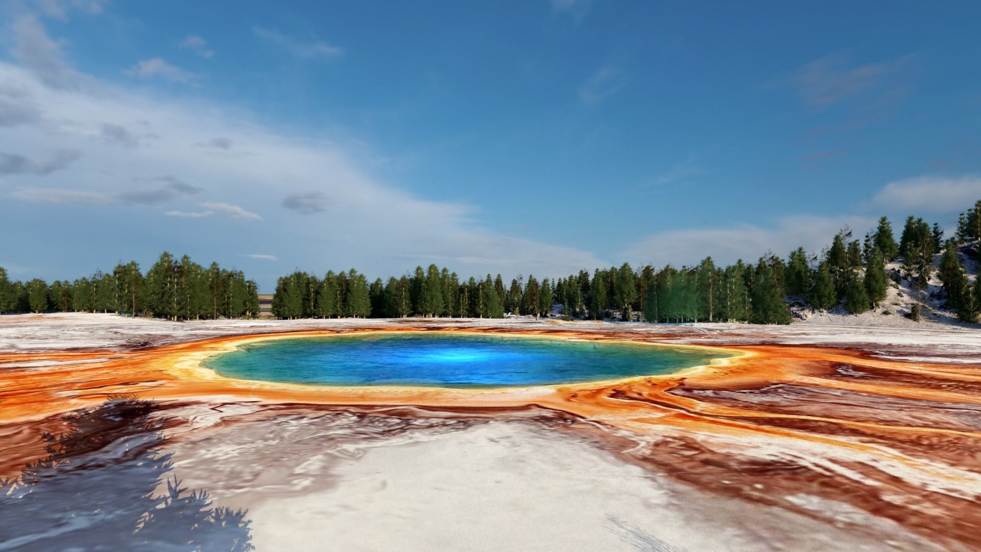 Grand Prismatic Spring Landscape 3D model_2