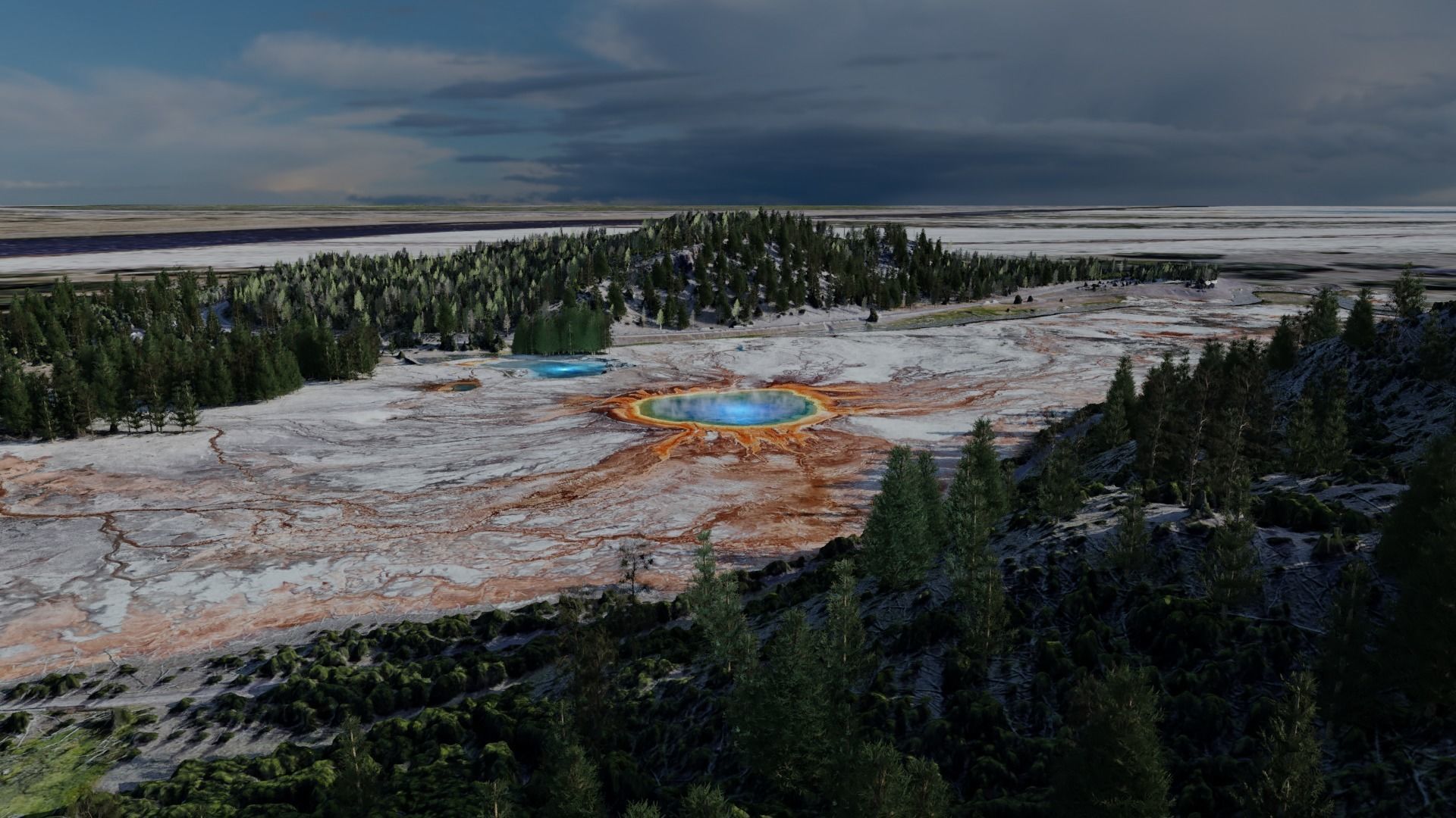 Grand Prismatic Spring Landscape 3D model_12
