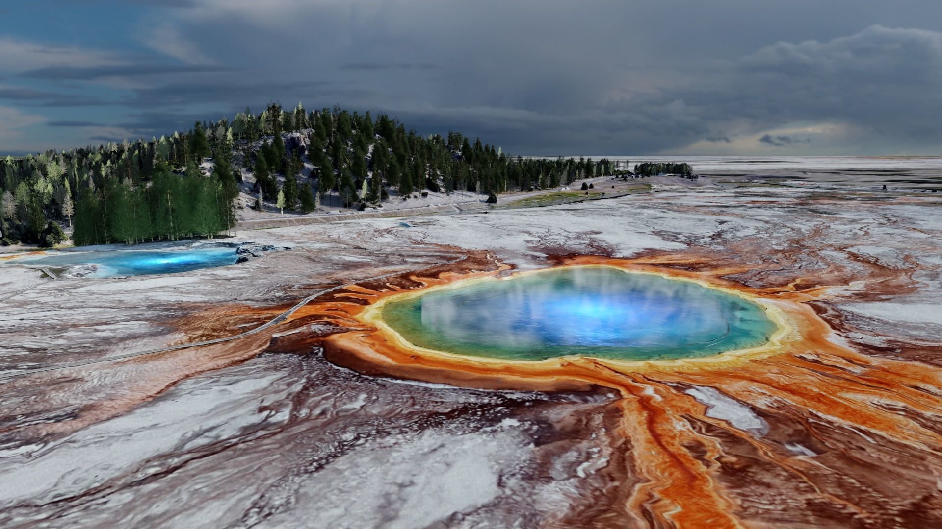 Grand Prismatic Spring Landscape 3D model_14