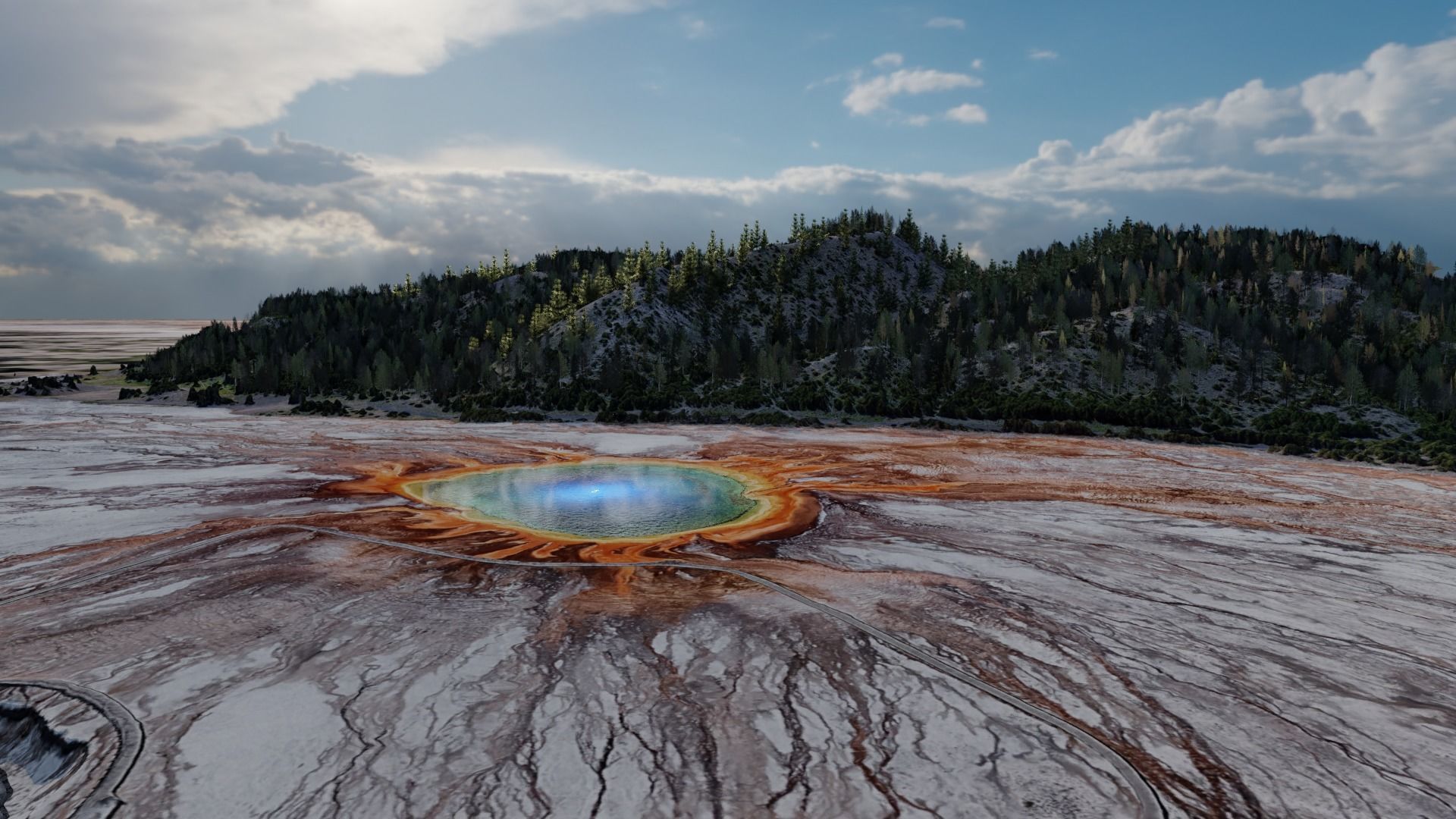 Grand Prismatic Spring Landscape 3D model_23