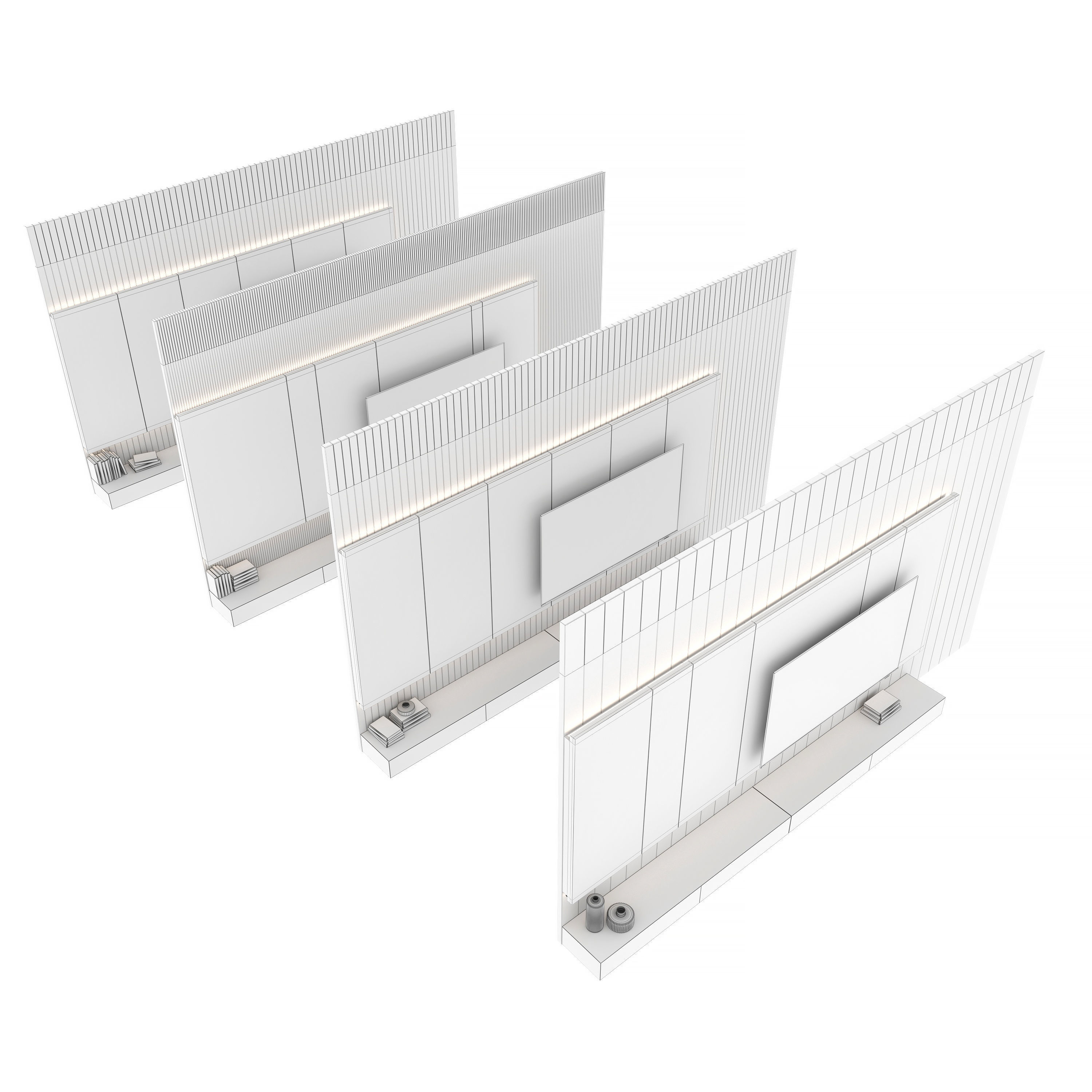 TV wall set 15 3D model_6
