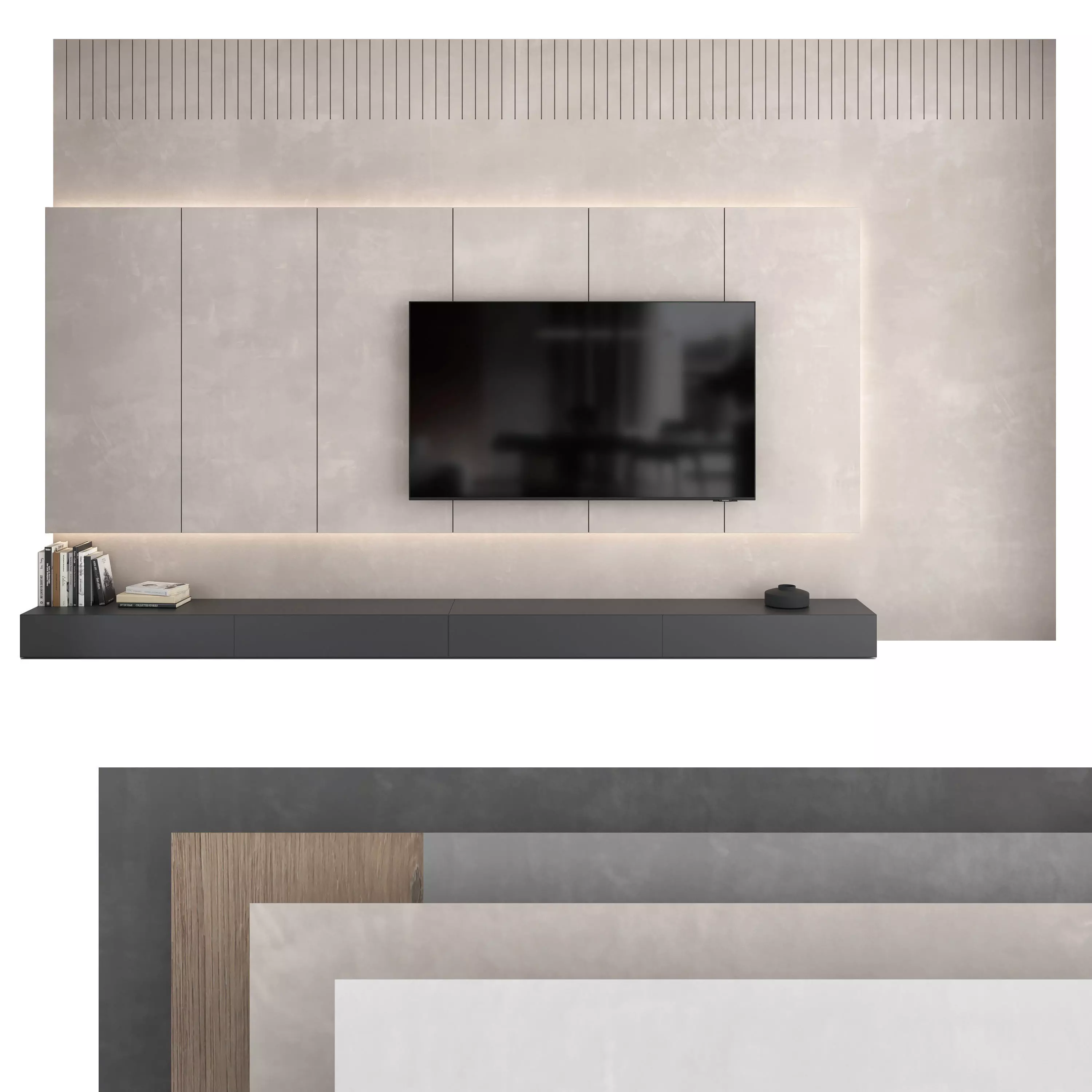 TV wall set 15 3D model_0