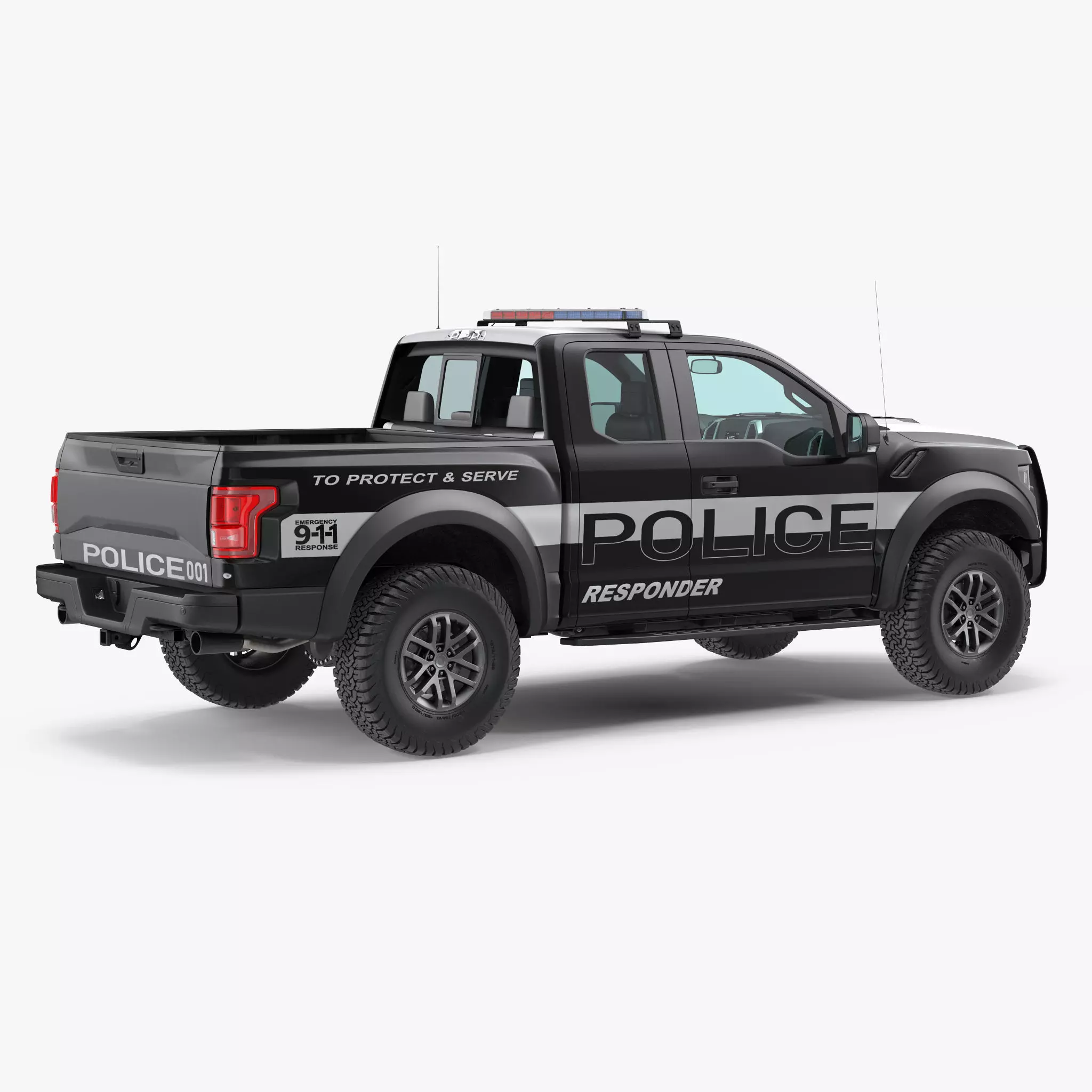 Police Pickup Truck Modern Generic Simple Interior 3D model