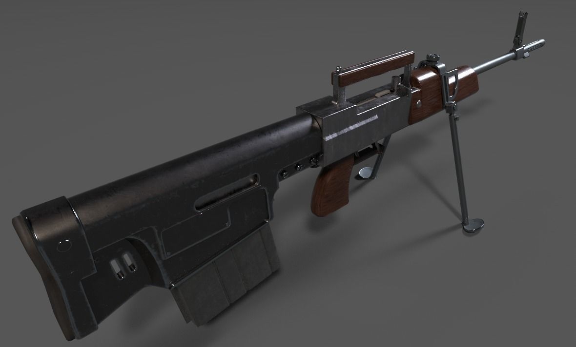 Special Purpose Individual Weapon 1963 Battle Rifle Prototype Low-poly 3D model_4