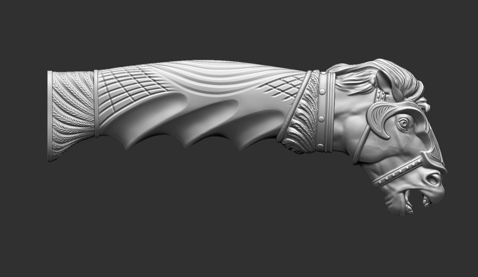 Horse Head Knife Handle 3D print model_7