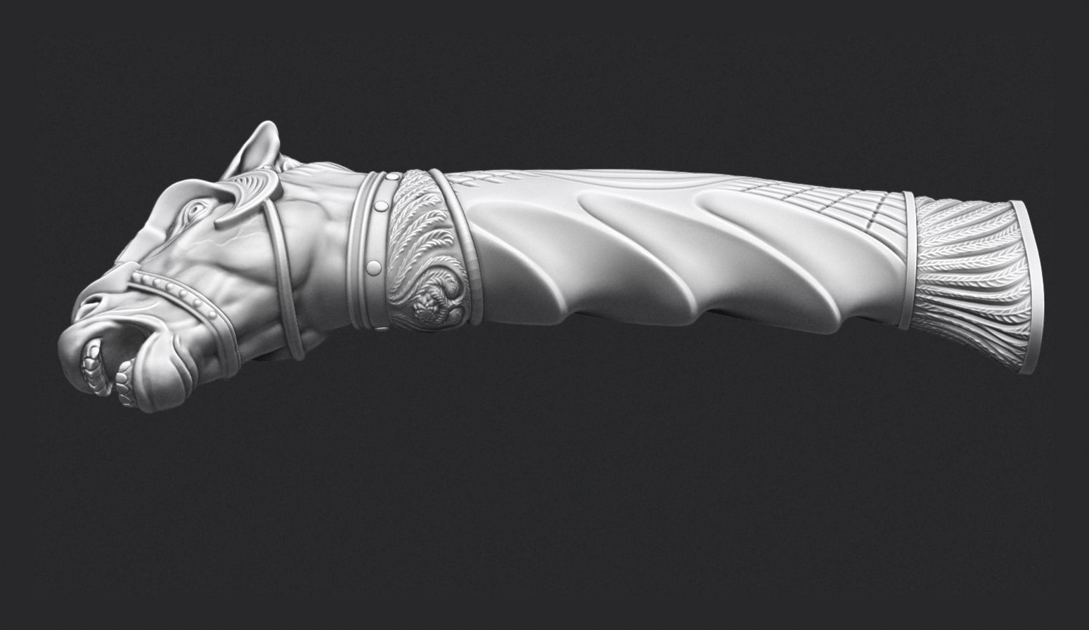 Horse Head Knife Handle 3D print model_2