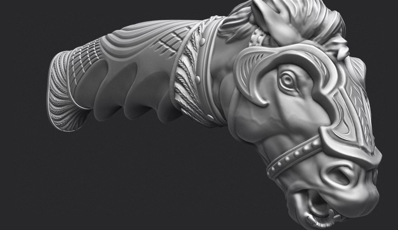 Horse Head Knife Handle 3D print model_5