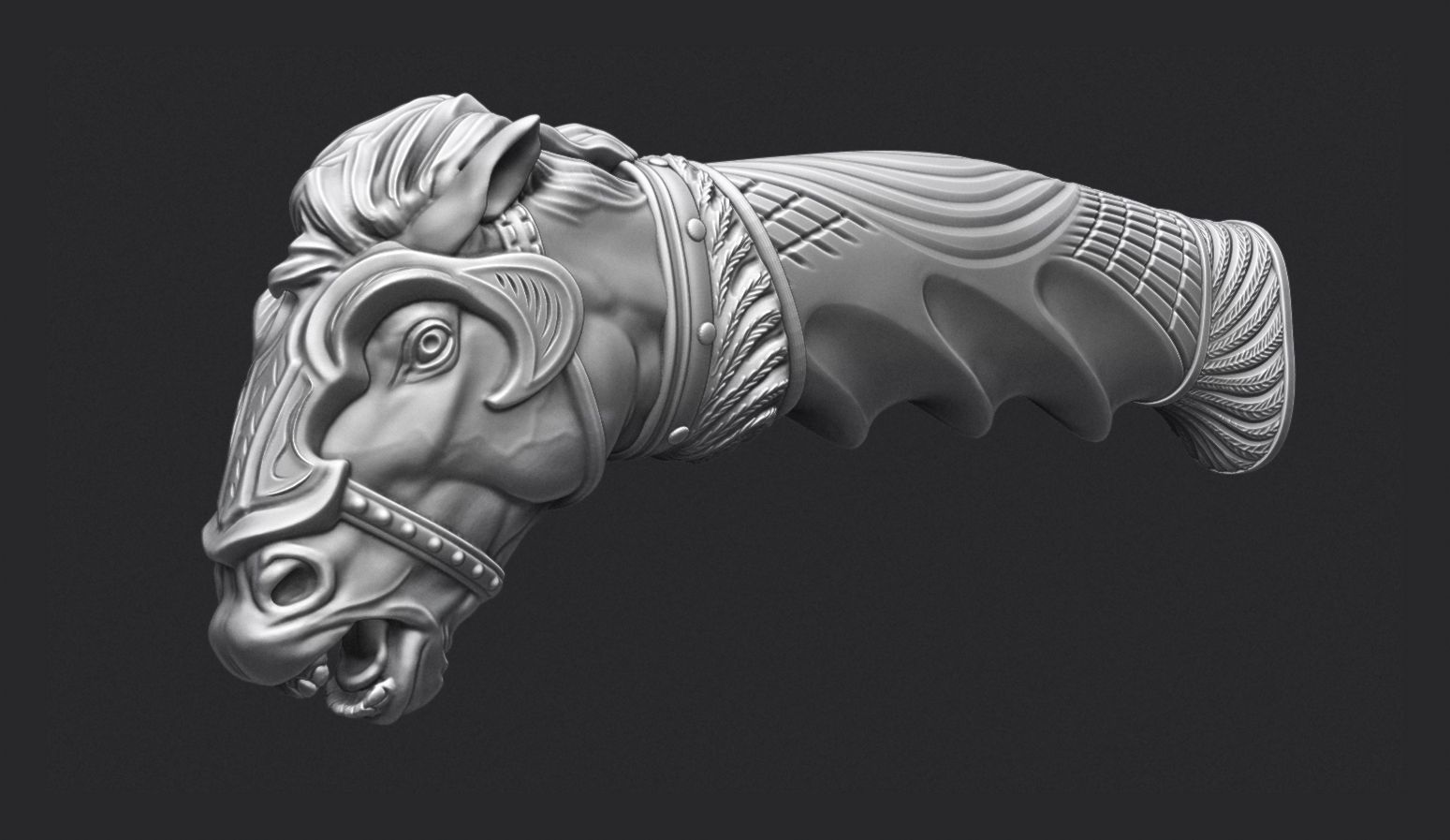 Horse Head Knife Handle 3D print model_1