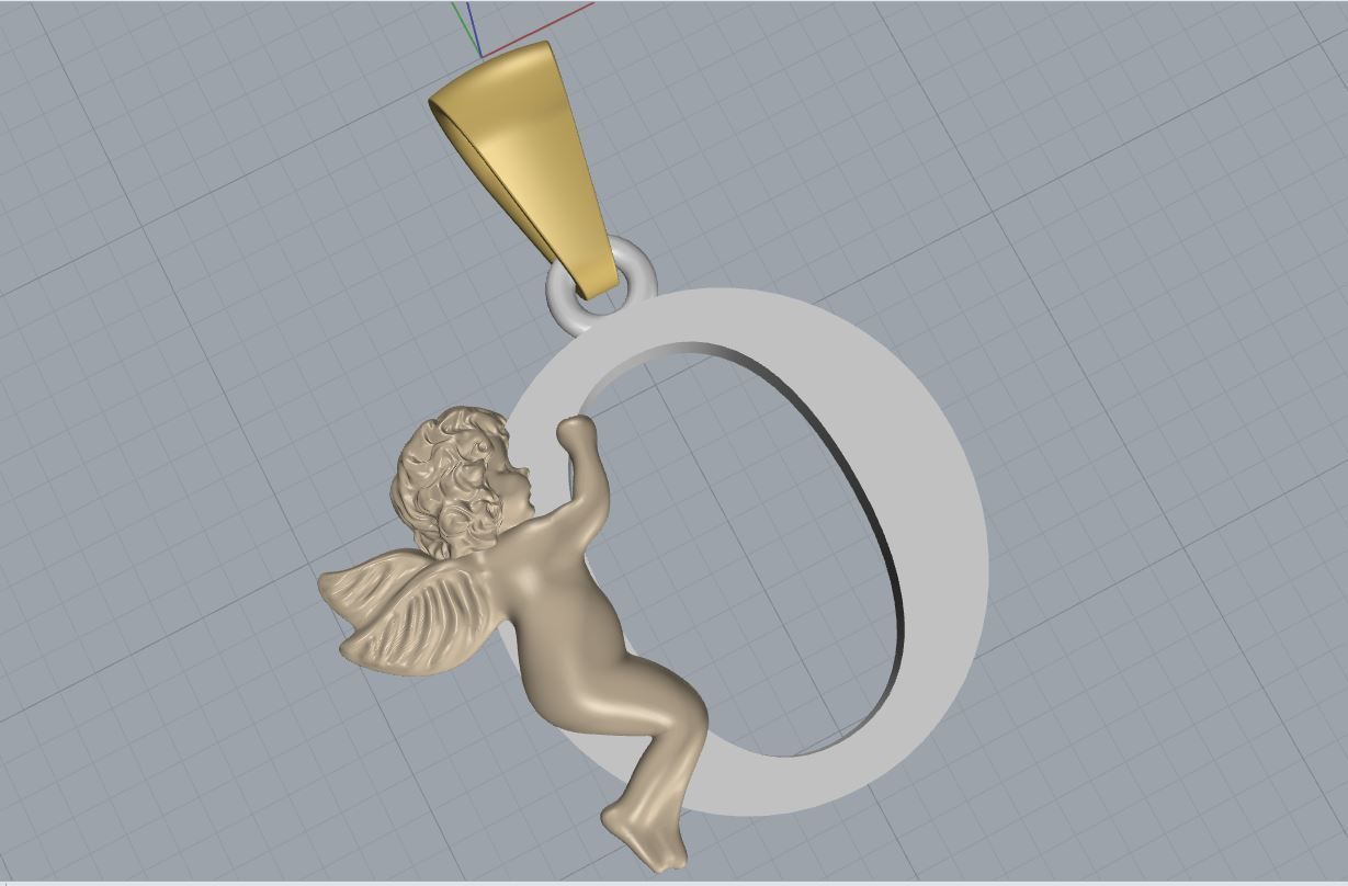 Pendant Letter O 3D print model_3