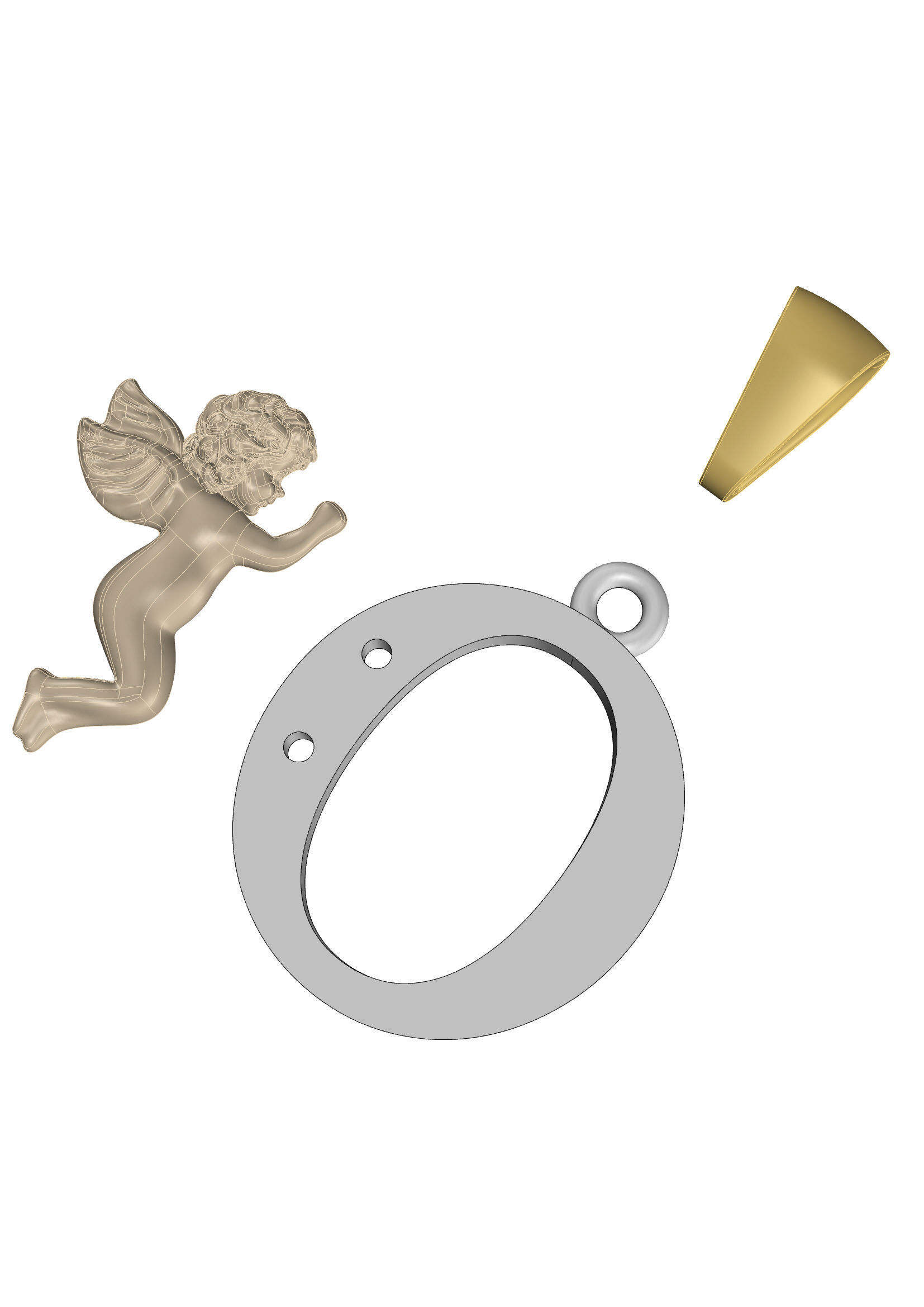 Pendant Letter O 3D print model_15