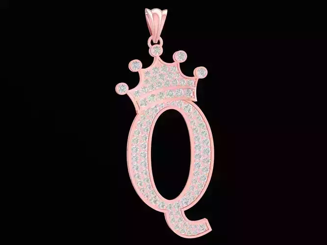 Elegant Crown Oval Pave Pendant for Women  3183