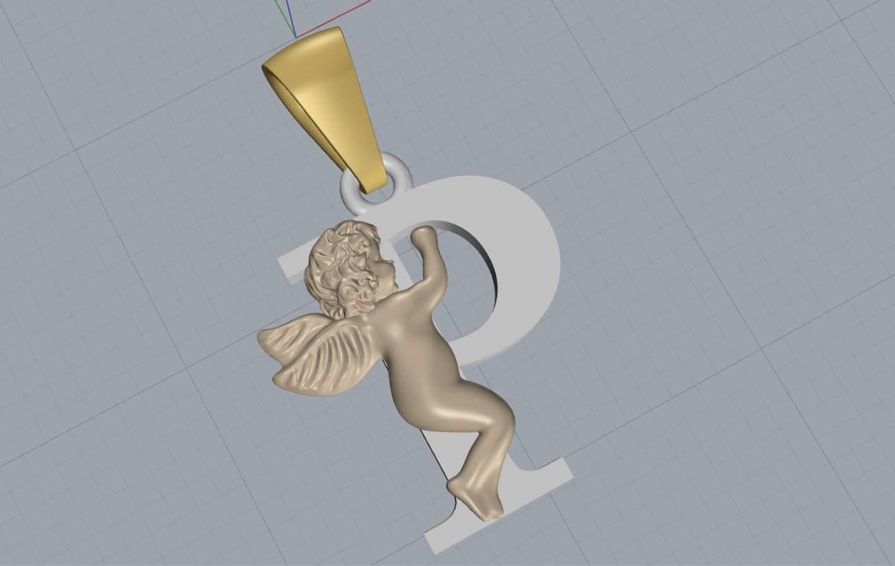 Pendant Letter P 3D print model_3