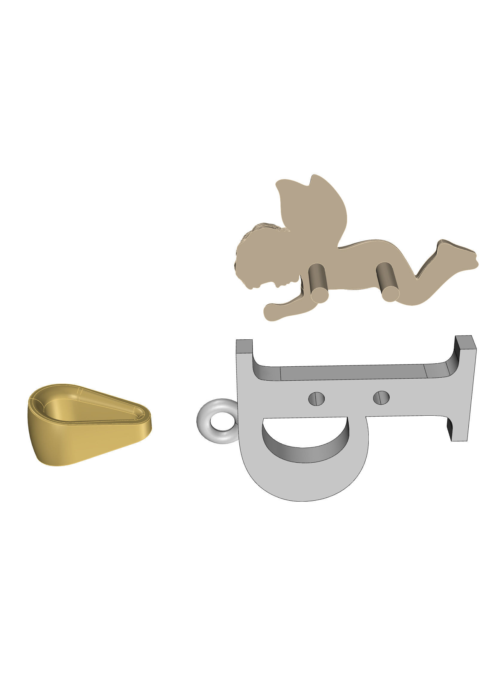 Pendant Letter P 3D print model_7