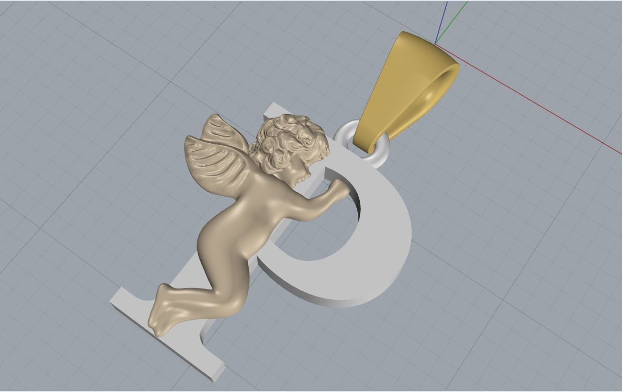 Pendant Letter P 3D print model_2