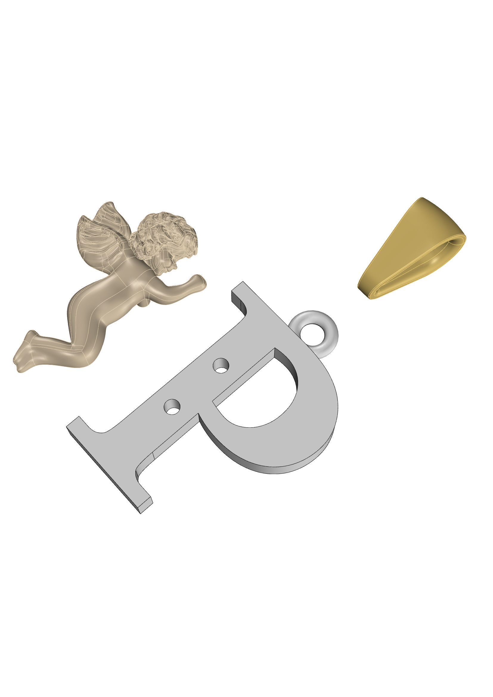 Pendant Letter P 3D print model_15