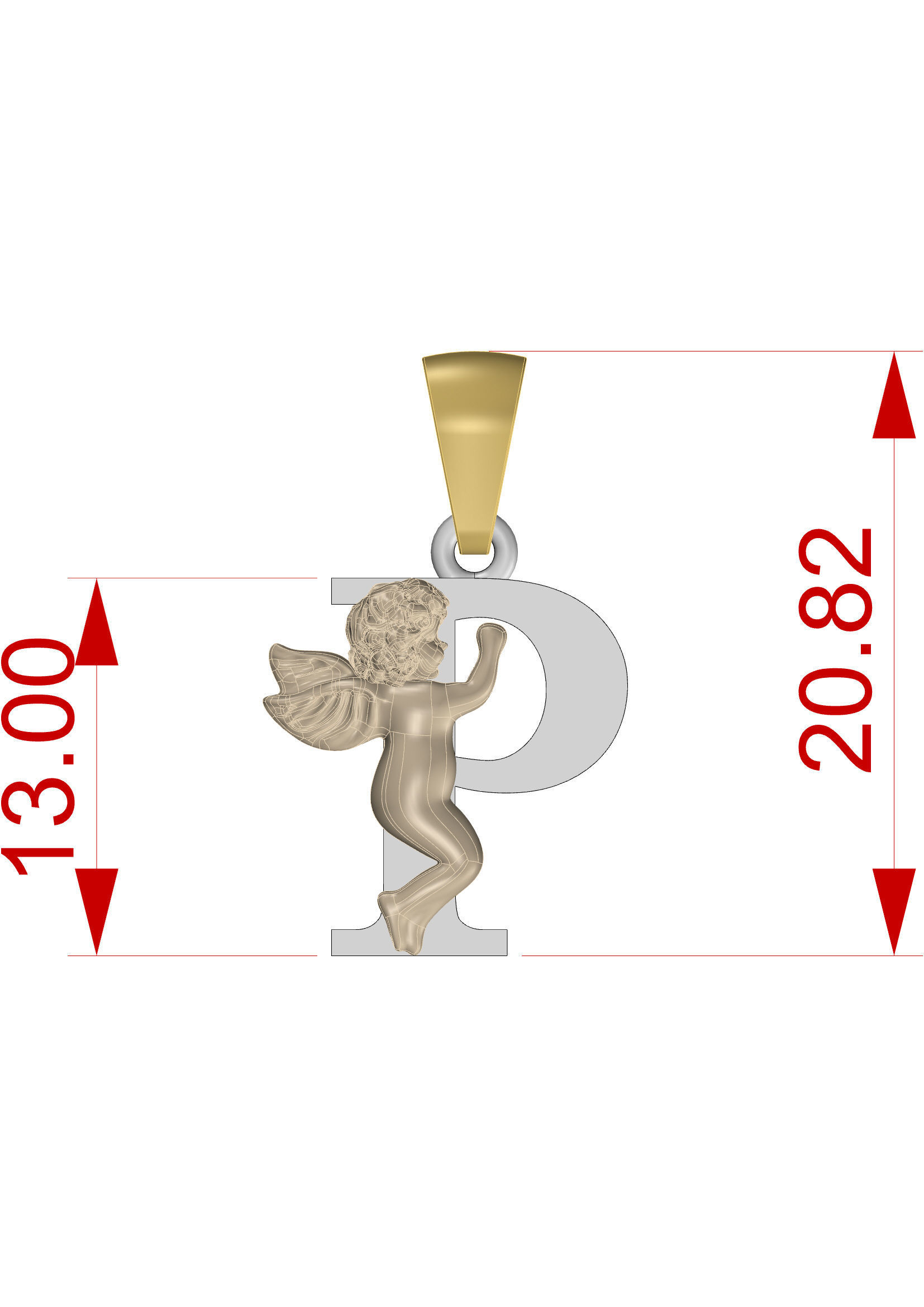 Pendant Letter P 3D print model_4