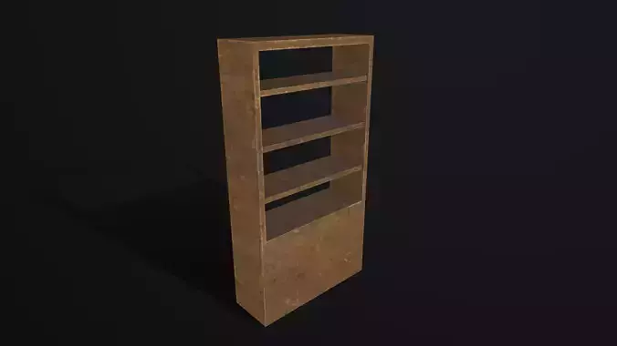 Bookcase Low-poly 3D model wooden Low-poly 3D model