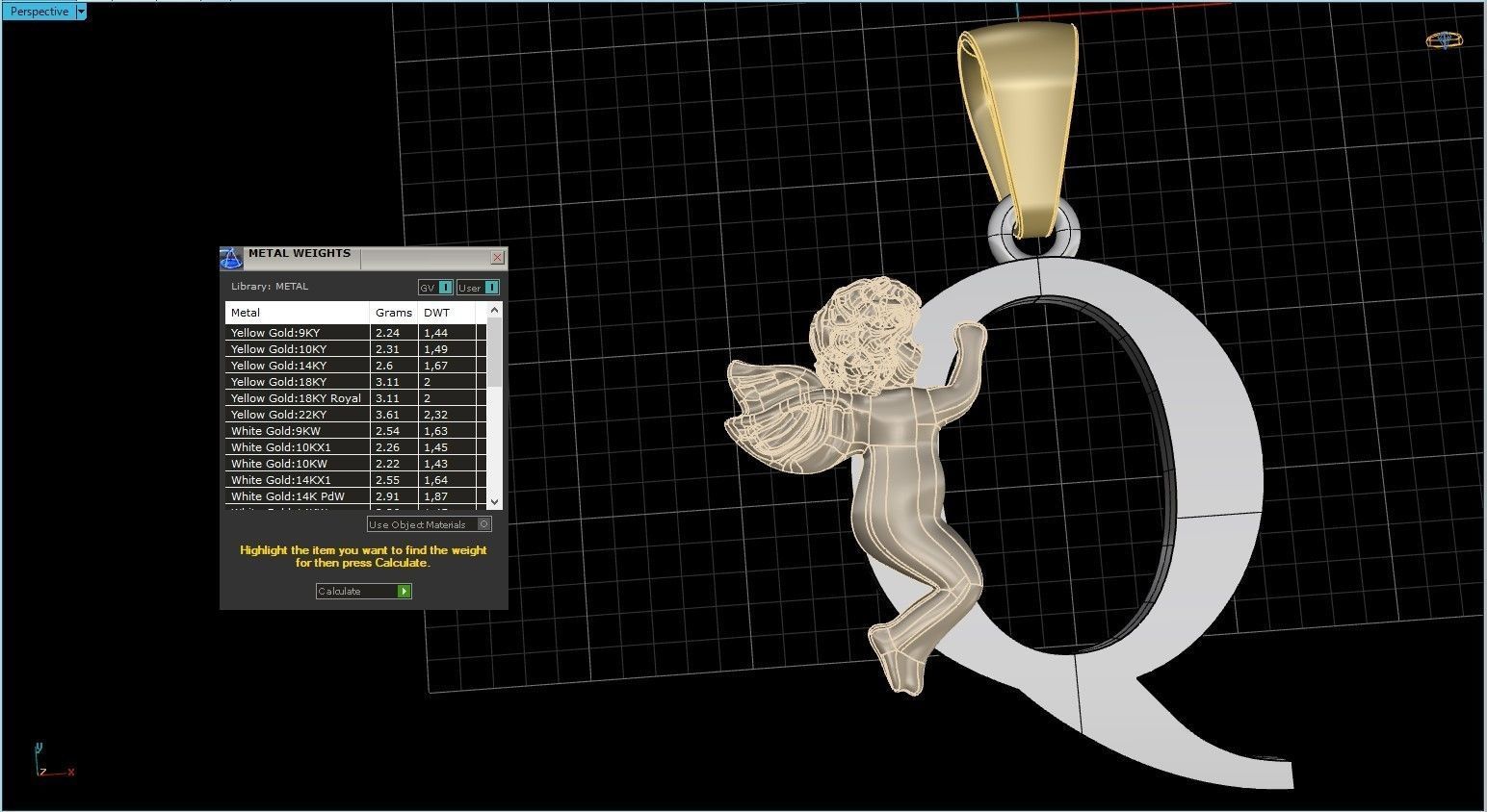 Pendant Letter Q 3D print model_17