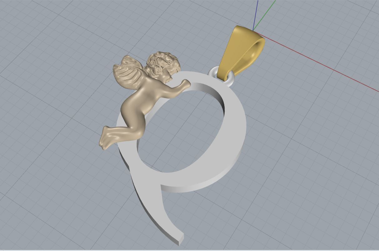 Pendant Letter Q 3D print model_11