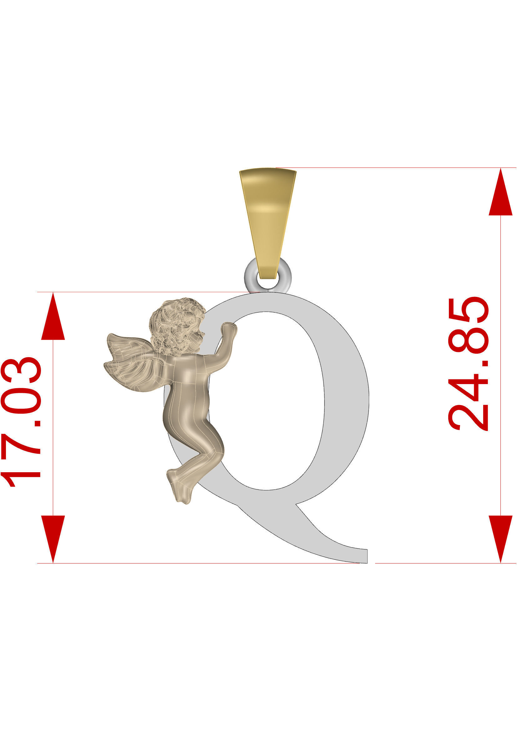 Pendant Letter Q 3D print model_13