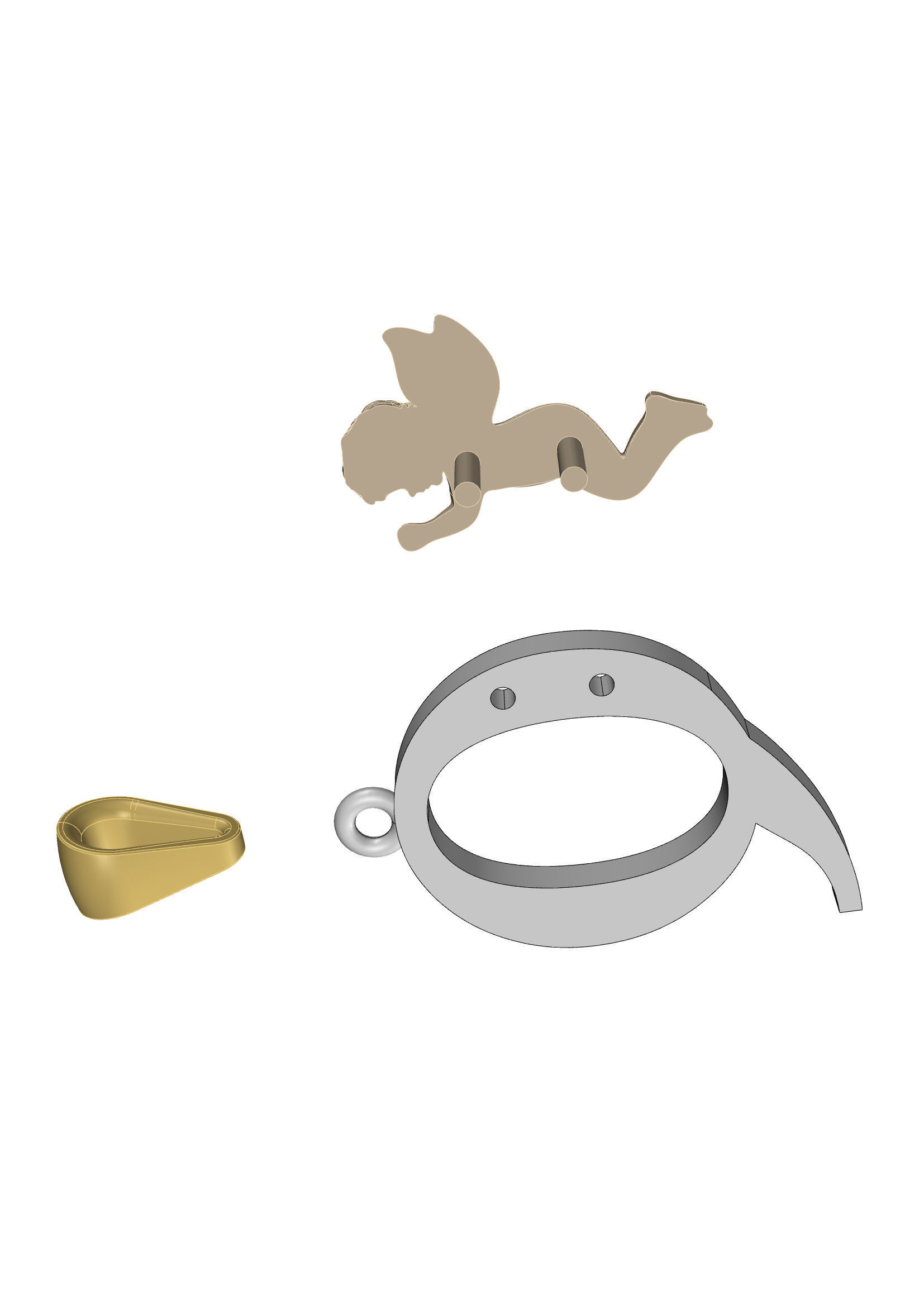 Pendant Letter Q 3D print model_16