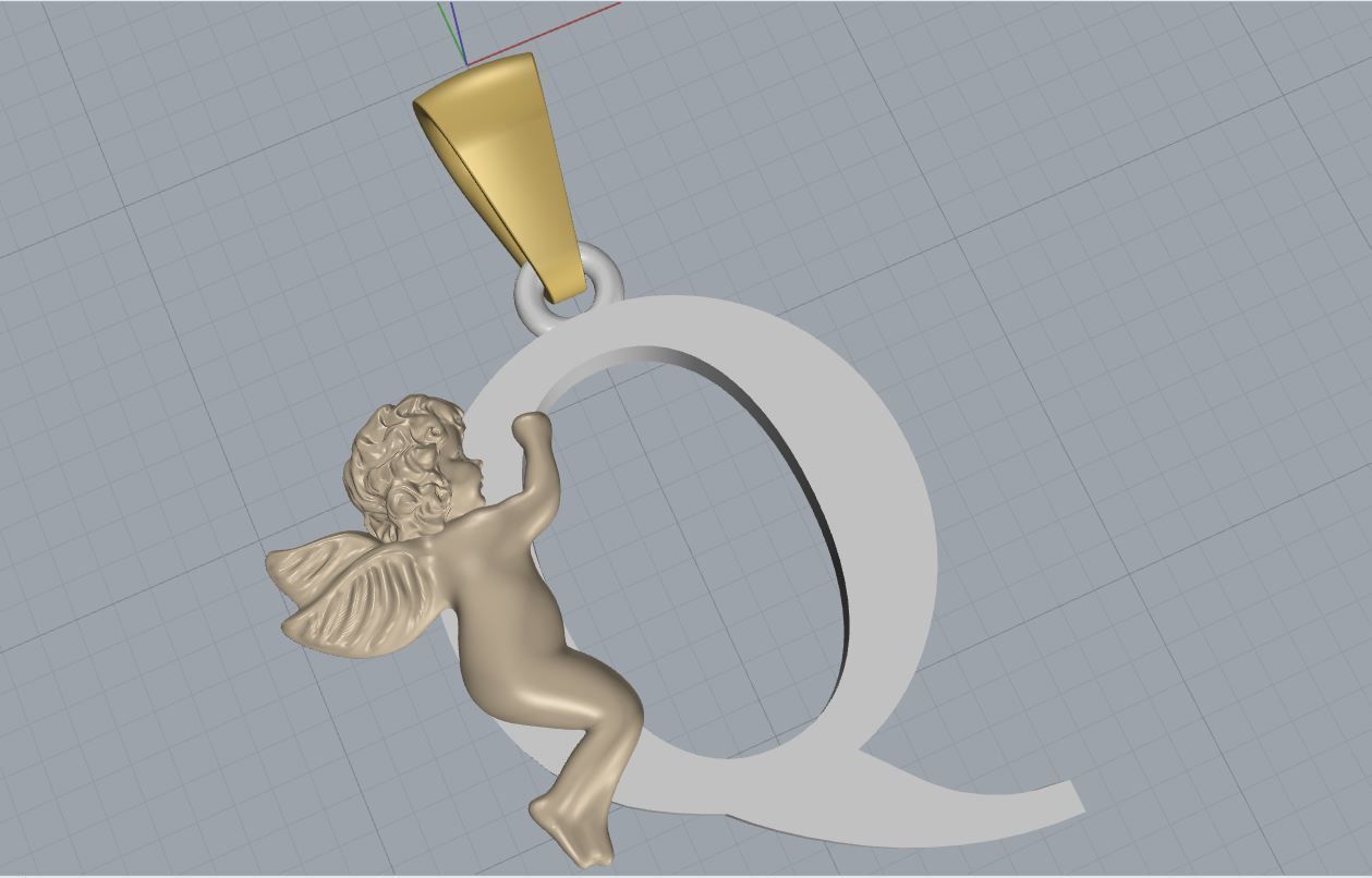 Pendant Letter Q 3D print model_12