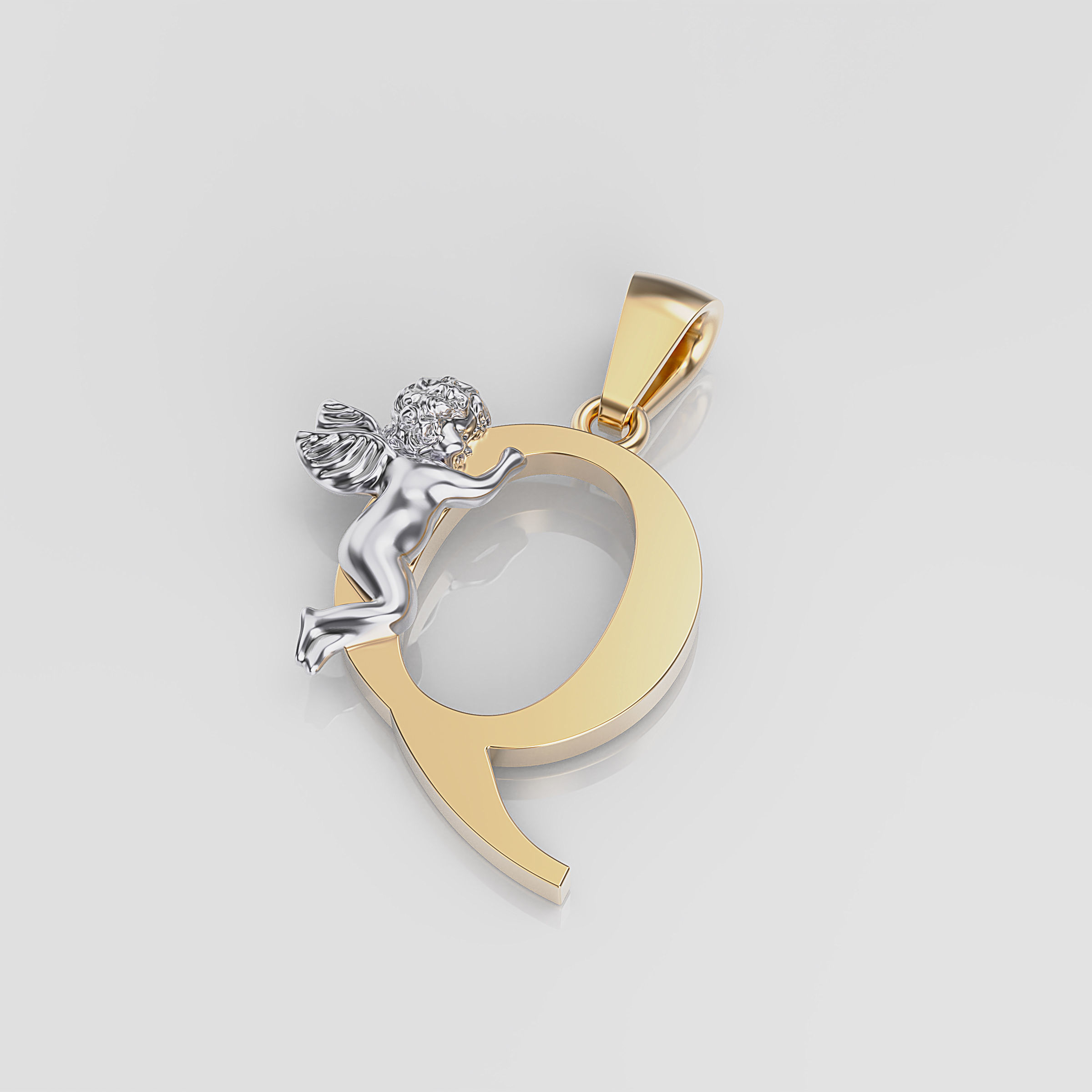 Pendant Letter Q 3D print model_1