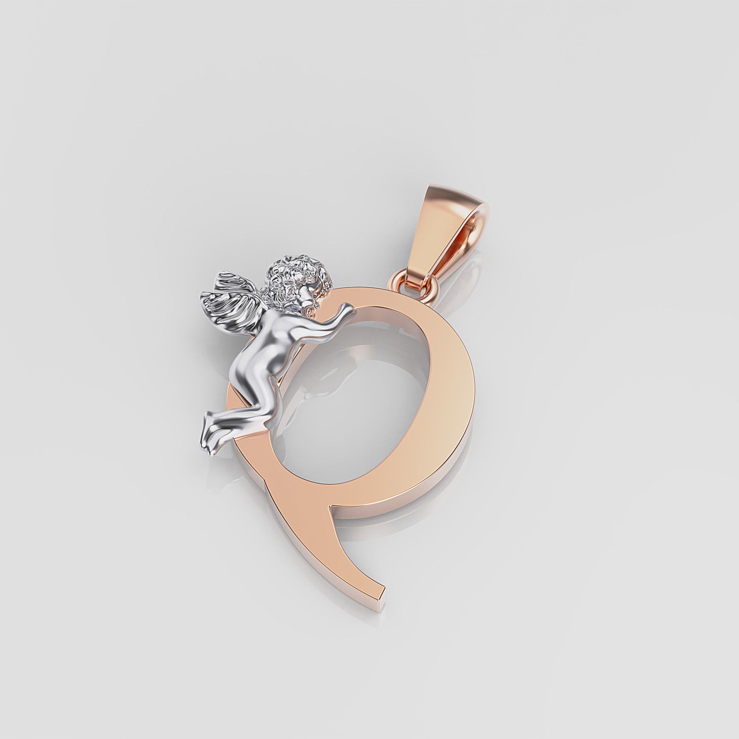 Pendant Letter Q 3D print model_9