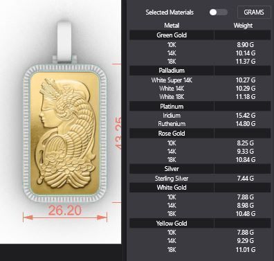1oz Suisse Pamp Gold Bar Plain Pattern 3D print model_6