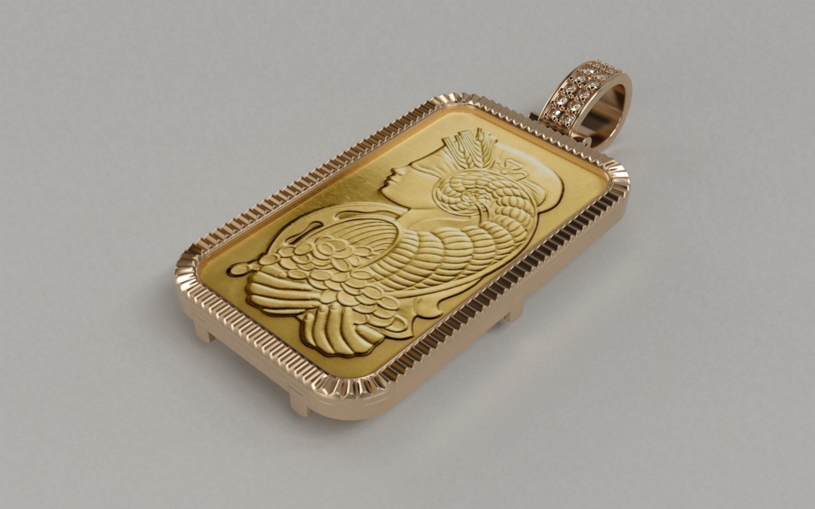 1oz Suisse Pamp Gold Bar Plain Pattern 3D print model_1