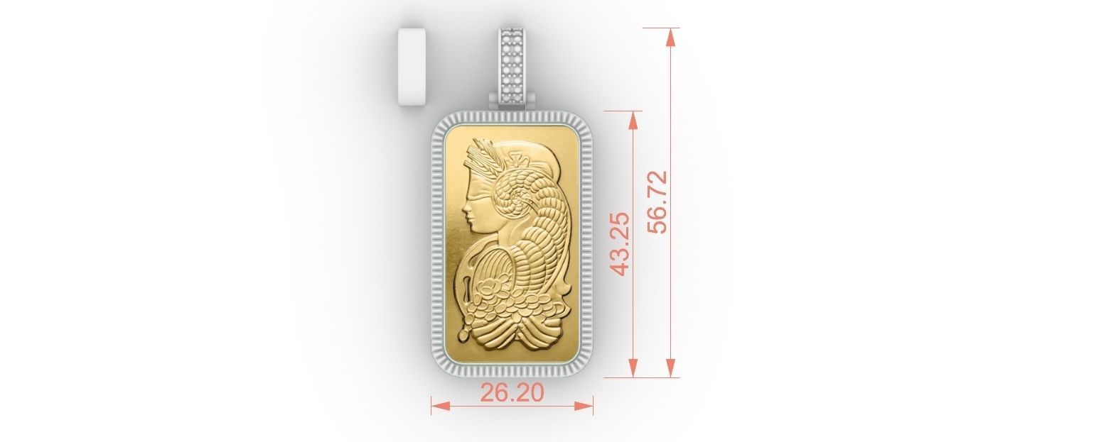 1oz Suisse Pamp Gold Bar Plain Pattern 3D print model_2
