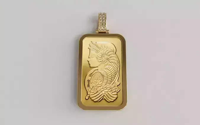 1oz Suisse Pamp Gold Bar Plain Frame 3D print model