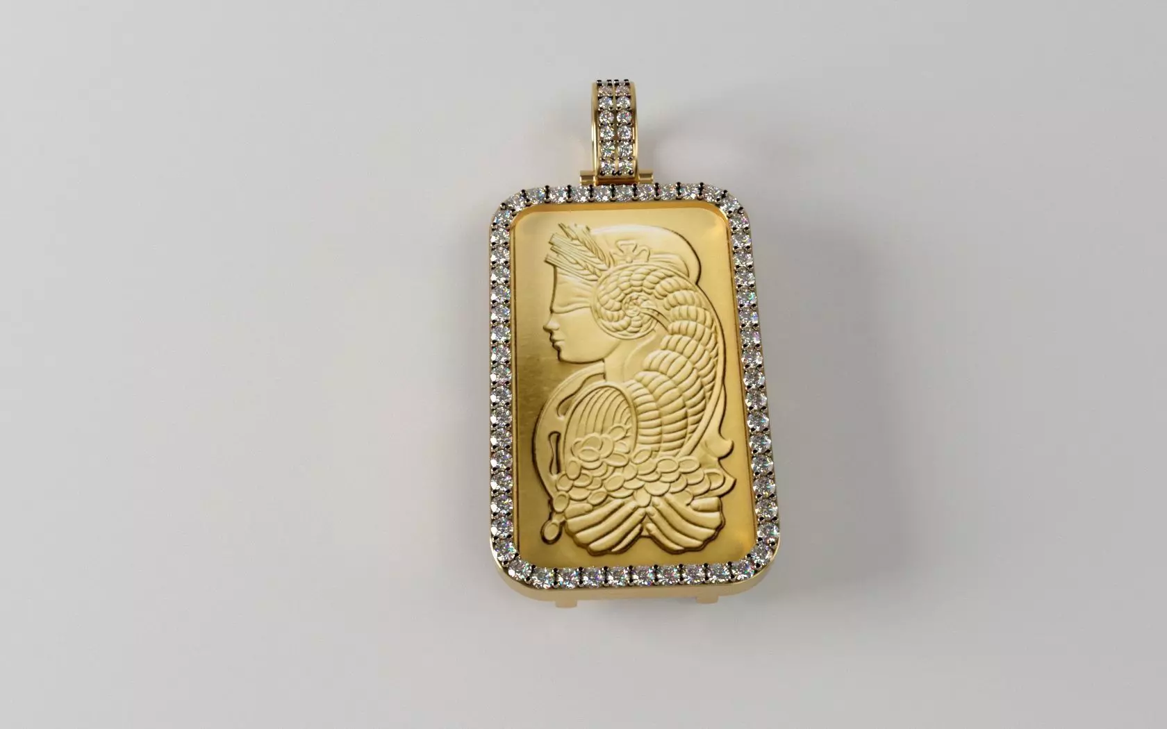 1oz Suisse Pamp Gold Bar Diamond Frame 3D print model