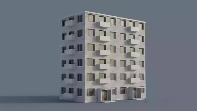 Low-poly house apartment building