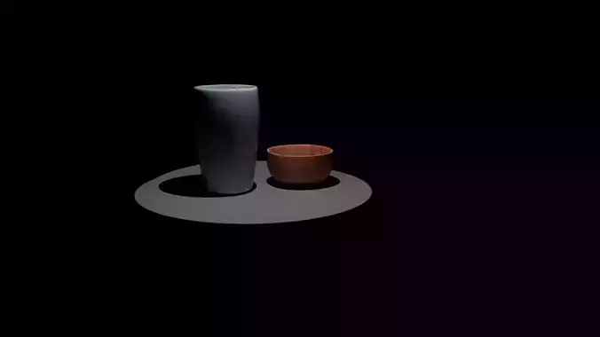 Pot r cup and bowl Low-poly 3D model