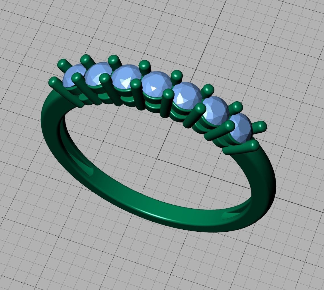 7 Stone Eternity Ring Diamond Band 3dmodel  3D print model_11